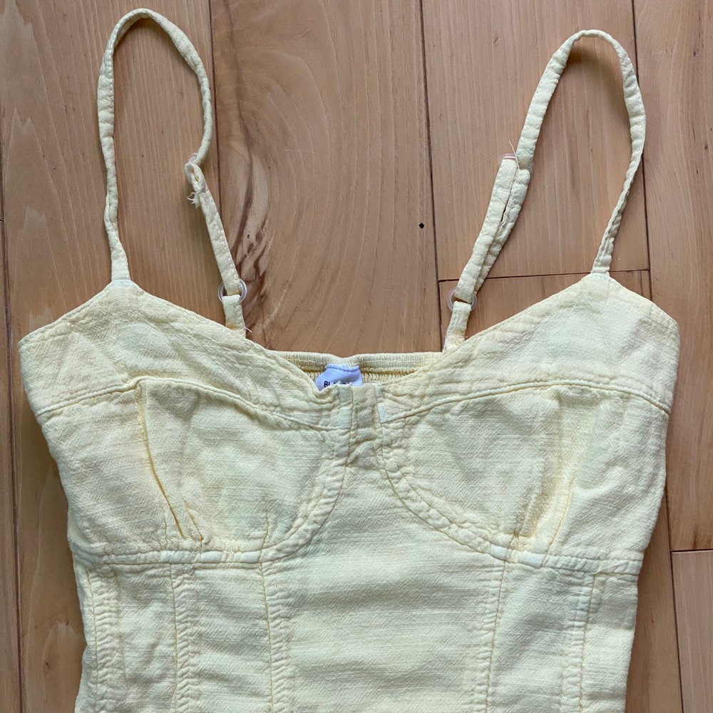 NWT 100 Cotton Coquette Soft Girl Yellow Skort Set Corset Peplum Ruffle Boutique - Picture 10 of 14
